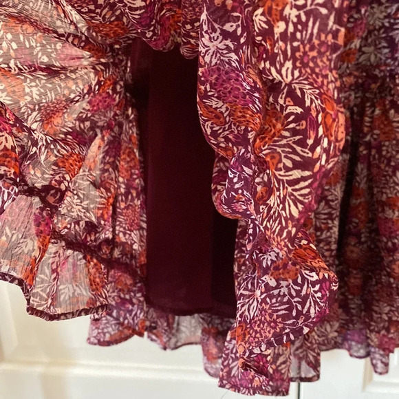 MISA Los Angeles Yesenia Mini Dress Floral Tassle Cold Shoulder Cottagecore XS - Picture 11 of 15